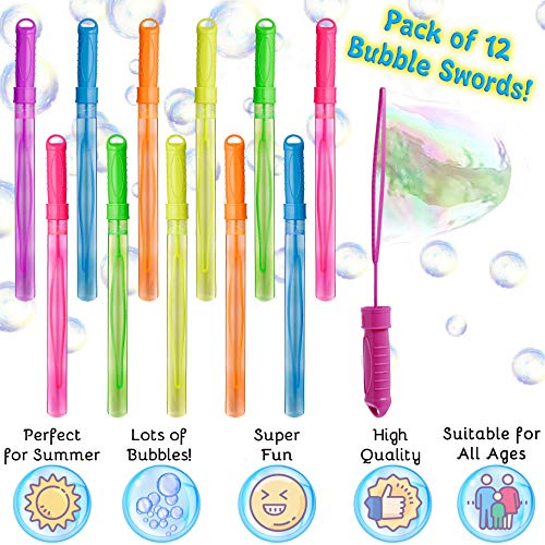 KreativeKraft Pomperos para Niños, Pack de 12 Varitas Pompas de Jabon, Juguetes para Niños de Burbujas de Jabon, para Interior y Exterior, Regalos Originales para Niños y Niñas