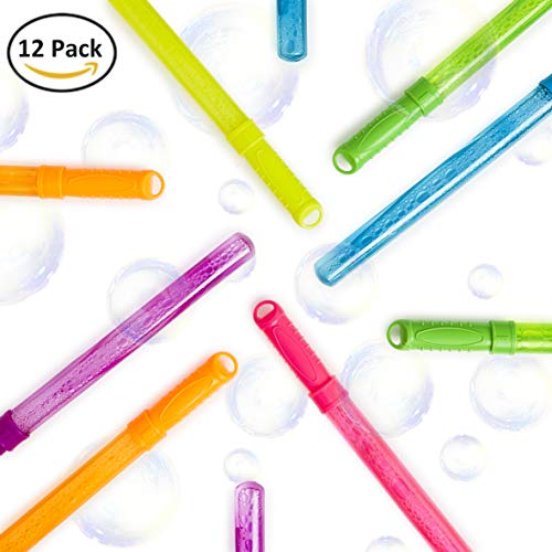 KreativeKraft Pomperos para Niños, Pack de 12 Varitas Pompas de Jabon, Juguetes para Niños de Burbujas de Jabon, para Interior y Exterior, Regalos Originales para Niños y Niñas