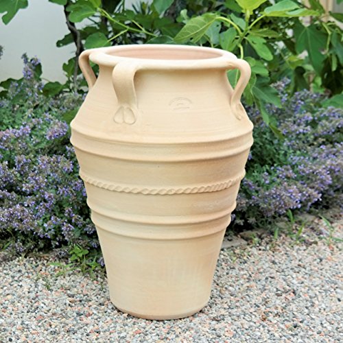 Kreta en Céramique Fait à la Main Terracotta Amphore avec Anse, Totalement Résistant au Gel, Superbe Pot pour intérieur et de Jardin et Terrasse, Datura 50 cm