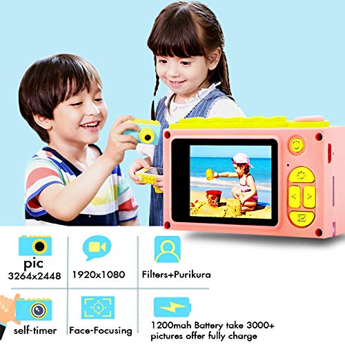 Kriogor Cámara de Fotos para Niños, Juguete Digital Cámara 4 Zoom Digital 2 Pulgadas 8MP 1080P Niño Niña Cumpleaños (Tarjeta TF Incluida)