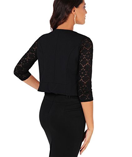 KRISP Bolero Mujer Fiesta Tallas Grandes Torera Chaqueta Corta Boda Elegante Noche Vestir Manga, (Negro (9330), LXL), 9330-BLK-LXL