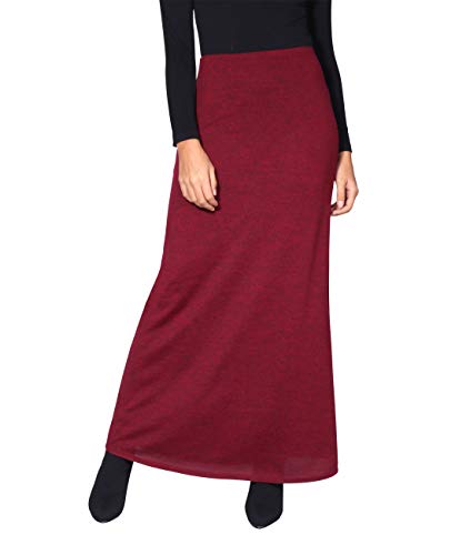 KRISP Falda Larga Mujer Boho Hippies Bohemia Elegante Vuelo Talla Grande Cintura Alta Elástica, (Burdeos (2968), 36 EU (08 UK)), 2968-WIN-08