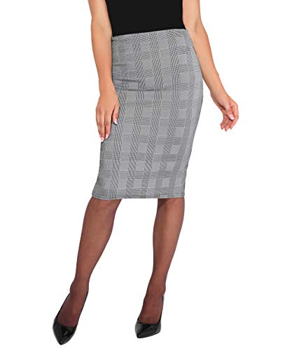 KRISP Falda Mujer Elegante Lápiz Tubo Rodilla Estampado Cóctel Tallas Grandes Fiesta Uniforme Ajustada, (Cuadros (2702), 36 EU (08 UK)), 2702-CHK-08