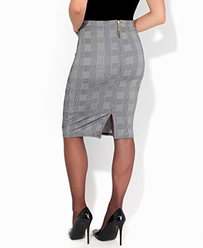 KRISP Falda Mujer Elegante Lápiz Tubo Rodilla Estampado Cóctel Tallas Grandes Fiesta Uniforme Ajustada, (Cuadros (2702), 36 EU (08 UK)), 2702-CHK-08