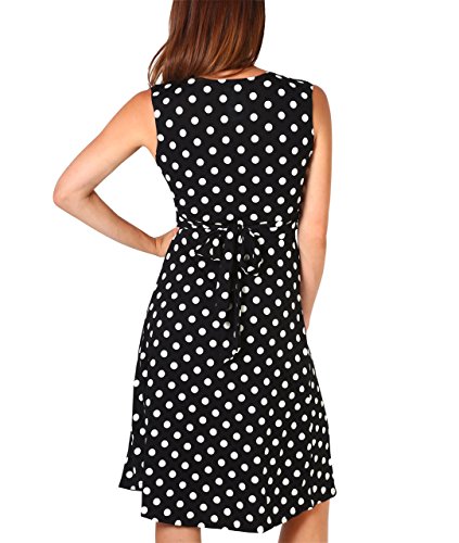 KRISP Mujer Vestifo Corto Lunares Juvenil (6147-BLKWHT-18)