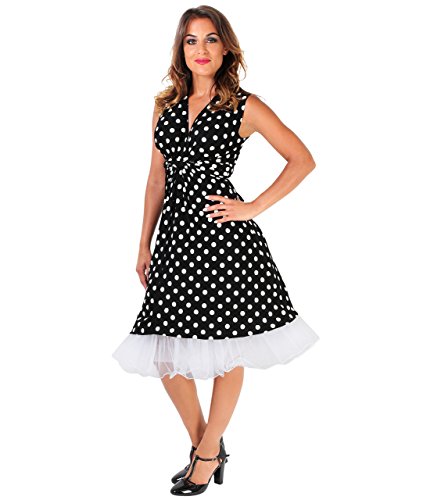 KRISP Mujer Vestifo Corto Lunares Juvenil (6147-BLKWHT-18)