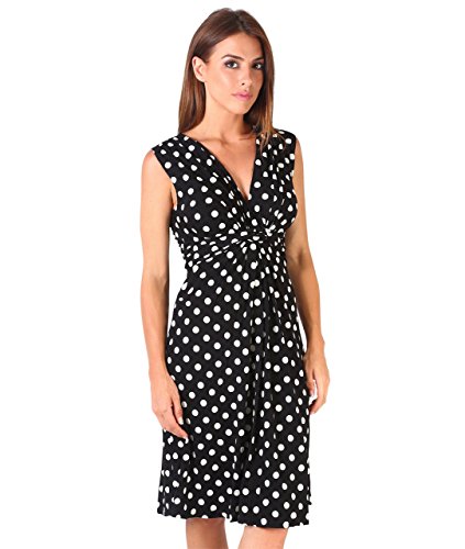 KRISP Mujer Vestifo Corto Lunares Juvenil (6147-BLKWHT-18)