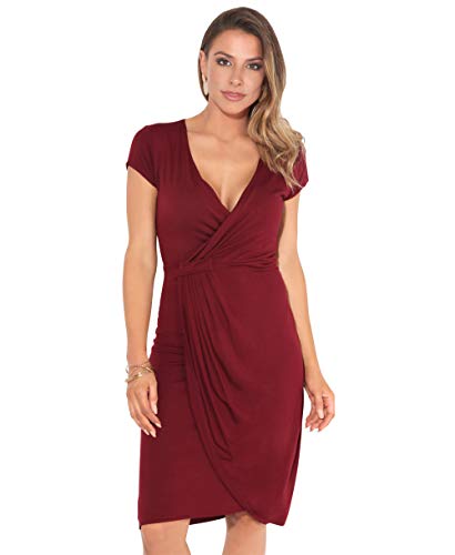 KRISP Vestido Moda Mujer Fruncido, Granate (6678), 48, 6678-WIN-20