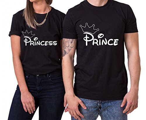 Krone Prince Princess King Queen Partnerlook Camiseta de los Pares Dulce para Parejas como Regalos, Größe2:XL;Partner Shirts:Herren T-Shirt Weiß