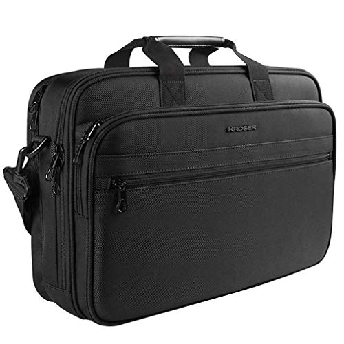 KROSER 17" Bandolera para Portátil Maletín para Portátil hasta 16" Hidrófugo Peso Ligero Bolso de Mensajero para Portátil Bolsa de Ordenador para Viajes/Negocios/Escuela/Hombres/Mujeres