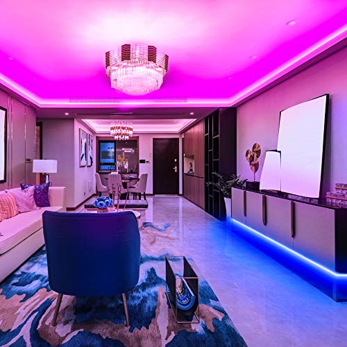 KSIPZE - Tira de luces LED RGB con cambio de color de 12 m, con mando a distancia de 44 botones y fuente de alimentación para la iluminación de armarios, decoración del hogar, bar, cocina, fiesta