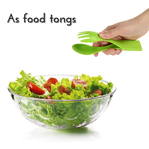 Kuabi Cubiertos Camping 4 en 1 Tenedor Cuchara Cuchillo Pinzas Reutilizable Cubiertos para Llevar Porta Cubiertos Viaje Acampada Picnic Oficina Cubierto Camping sin BPA Apto lavavajillas