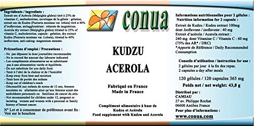 Kudzu raiz (root) + Acerola vitamina C 120 cápsulas BOTELLA POR 2 MESES 60 días Conua desde 2003