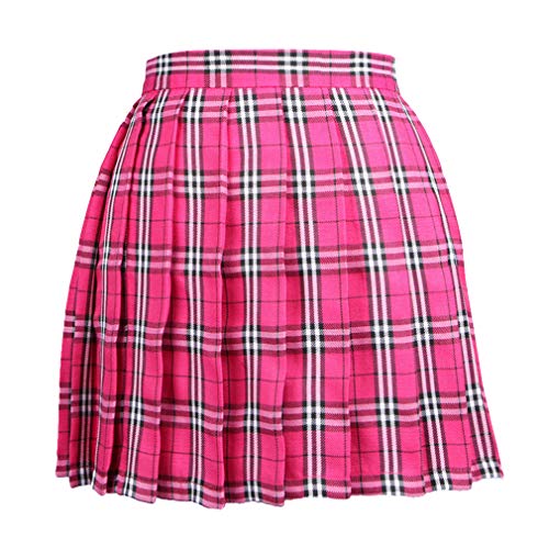 Kunfang Mujer Falda Corta Plisadas Falda Acampanada Tartán Falda Escocesa Mini Falda Cintura Alta Faldas de Tenis Falda de Escolar Uniforme Multifuncional, Multicolor S-3Xl
