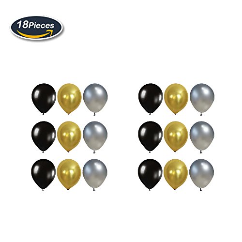 KUNGYO Clásico Decoración de Cumpleaños -“Happy Birthday” Bandera Negro;Número 18 Globo;Balloon de Látex&Estrella, Colgando Remolinos Partido para el Cumpleaños de 18 Años