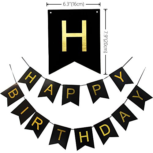 KUNGYO Clásico Decoración de Cumpleaños -“Happy Birthday” Bandera Negro;Número 18 Globo;Balloon de Látex&Estrella, Colgando Remolinos Partido para el Cumpleaños de 18 Años