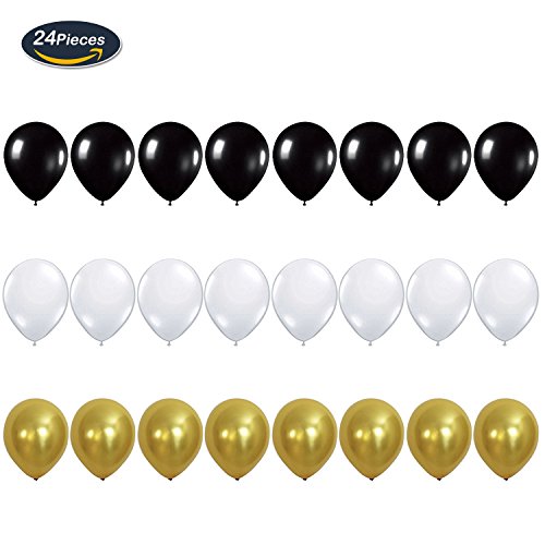 KUNGYO Letras Tipo Balón Doradas Happy Birthday+Número 40 Mylar Foil Globo+24 Piezas Negro Oro Blanco Globo de Látex 40 Años de Antigüedad Fiesta de Cumpleaños Decoraciones