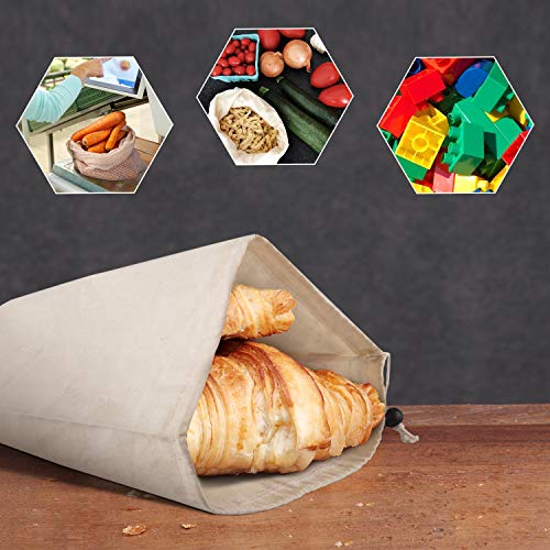 Kupton Bolsas de Comida para Fruta,Juguetes y Libros-Bolsas de Comestibles Hechas de Algodón Orgánico para una Compra sin Residuos-Ligeras,con Cordón,Puntada Doble y Etiqueta de Tara-10Bolsa