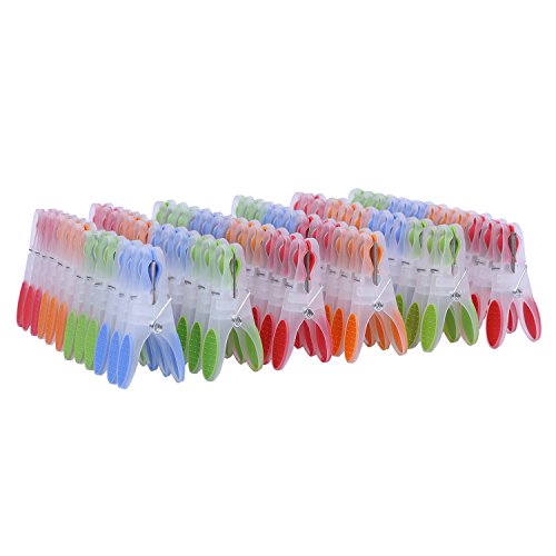 Kurelle Pinzas Tender Ropa 72 Piezas Extra Fuertes a Prueba de Viento Ergonómico Antideslizante Agarre Suave Resistente Oxido Colores Aleatorios- Clavijas Uso Tendederos en Interiores y Exteriores