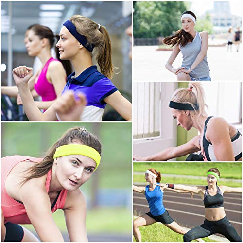 Kurtzy Cinta Pelo (10 Pz) - 13cm Deportiva Banda de Pelo para Mujer, Hombre y Niños - Bandas de Cabeza para Ciclismo, Gimnasia, Fútbol, Atletismo - Cinta de Pelo Deportiva