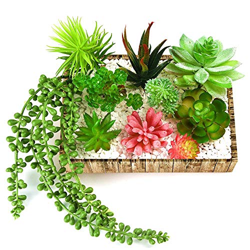 KUUQA 10 piezas de flores artificiales suculentas para colgar plantas, tallos para decoración del hogar, interior, jardín, bricolaje