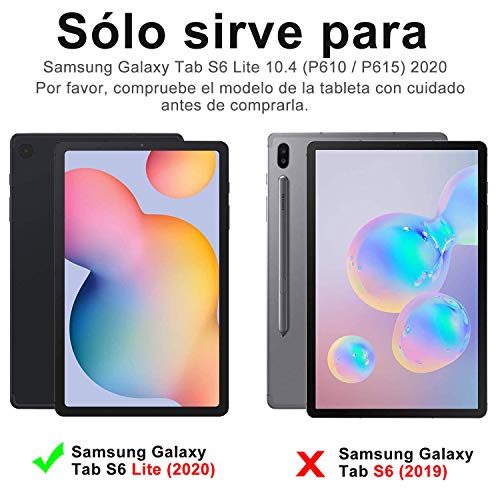 KVAGO Funda con Teclado para Samsung Galaxy Tab S6 Lite 10.4 Pulgadas 2020 SM-P610/ P615 Tablets,Diseño en Español Ñ con Teclado Bluetooth Inalámbrico,Carcasa con Auto-Sueño/Estela,Negro