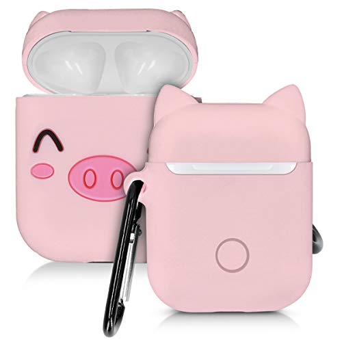 kwmobile Funda Compatible con Auriculares Apple AirPods - Carcasa Protectora de Silicona - Cerdito