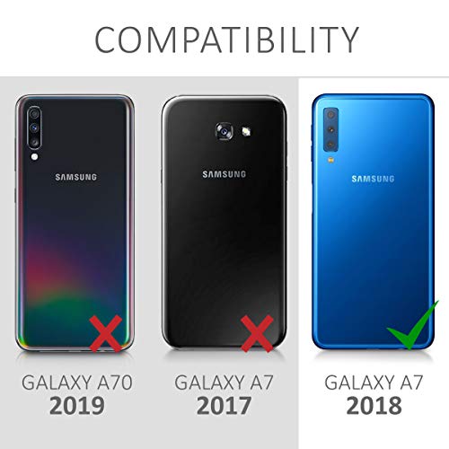 kwmobile Funda con Cuerda Compatible con Samsung Galaxy A7 (2018) - Carcasa de TPU con Colgante Sol hindú Menta/Blanco/Transparente