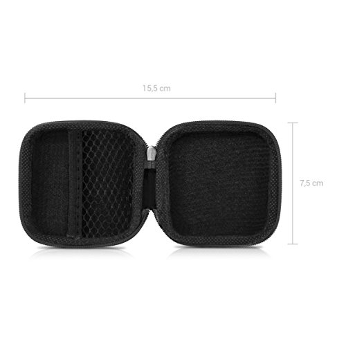 kwmobile Funda para Auriculares Compatible con Auriculares - Estuche con Cierre para Cascos - Cubierta Dura Universal para audífonos - Don't Touch my Headphones Blanco/Negro/Negro