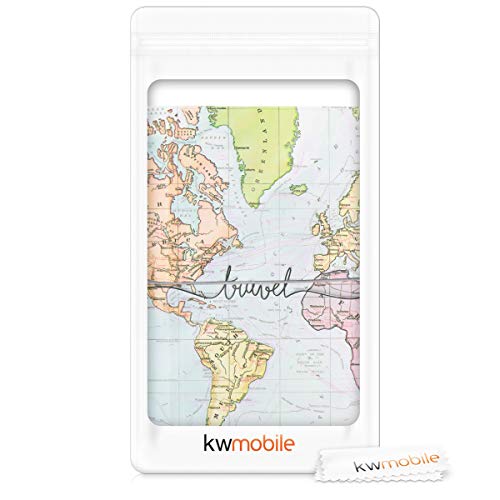 kwmobile Set de 1x fundas protectoras de pasaporte - Protectores de pasaporte con diseño 3D mapa mundial - Con espacio para tarjetas