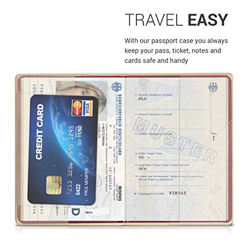 kwmobile Set de 1x fundas protectoras de pasaporte - Protectores de pasaporte con diseño 3D mapa mundial - Con espacio para tarjetas