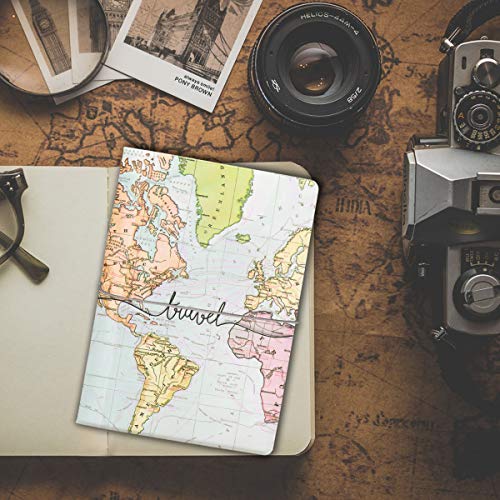 kwmobile Set de 1x fundas protectoras de pasaporte - Protectores de pasaporte con diseño 3D mapa mundial - Con espacio para tarjetas