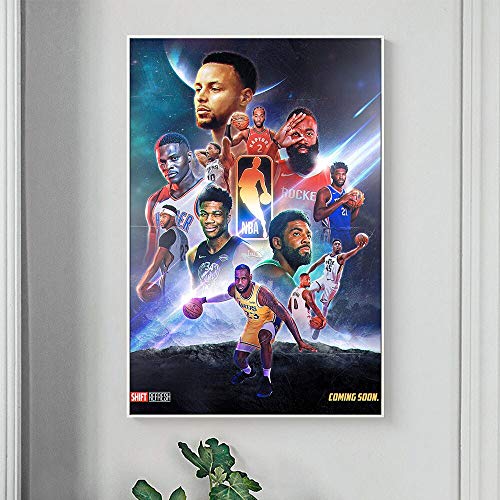 KWzEQ Estrella de Baloncesto Lienzo Pintura al óleo Estrella clásico Slam Dunk Concurso Cartel Arte de la Pared Sala de Estar decoración del hogar,80X120cm,Pintura sin Marco