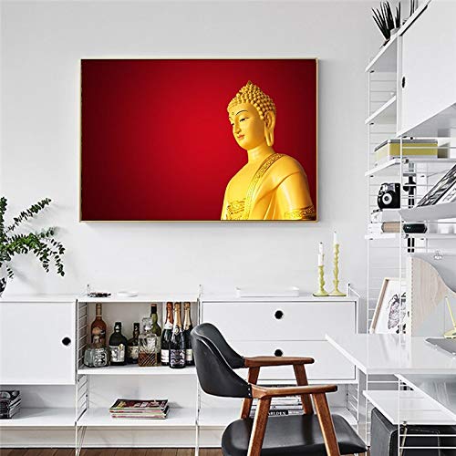 KWzEQ La Estatua Dorada de Buda está Impresa en el Lienzo en la Pared de la Sala de Estar para Carteles de Arte y Grabados para decoración30X45cmPintura sin Marco