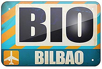 Kysd43Mill - Cartel de Metal con Texto en inglés Airportcode Bio Bilbao, Signo de Metal, Vintage, Retro, para Hombre, Cueva de Garaje, Pub, Chic, Letrero de hojalata de Metal