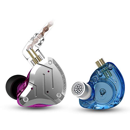 KZ ZS10 Pro Auriculares híbridos 4BA 1DD 4 equilibrados y 1 dinámico 4BA 1DD Auriculares Monitor con Cable de Repuesto de 2 Pines(Azul no Mic)