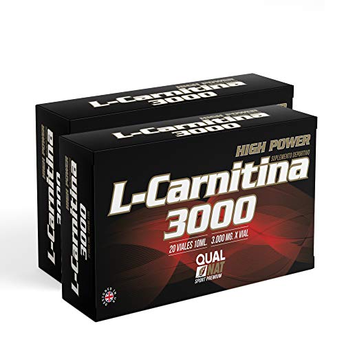 L Carnitina 3000-20 viales | Líquida | L-carnitina Con Vitamina C | Quemagrasas | Suplemento Deportivo - Qualnat, PACK 2-40 Viales- Qualnat
