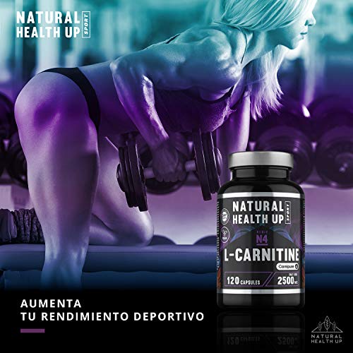 L-Carnitina (Carnipure) Natural Health Up para el entrenamiento – Quemagras para la rutina deportiva – 120 cápsulas vegetales (2500 MG)