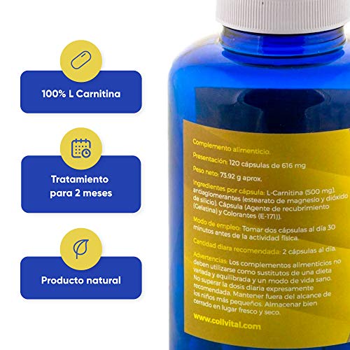 L CARNITINA pura 100% 120 capsulas complemento para la pérdida de peso y potente quemador de grasa. para adelgazar rapido Más energía y resistencia, quemagrasas