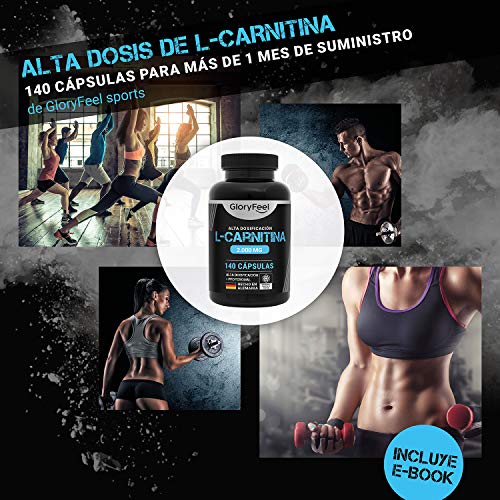 L Carnitina Pura 2000 mg - 140 Cápsulas Veganas - Potente Quemagrasas con 3000 mg L-Carnitina Tartrato - Suplemento deportivo natural para la perdida de peso