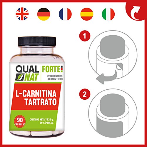 L-Carnitina Tartrato Cápsulas |Quemagrasas para bajar de Peso rapidamente | Aumenta tu Masa Muscular y Rendimiento Deportivo | 90 Cápsulas- Qualnat