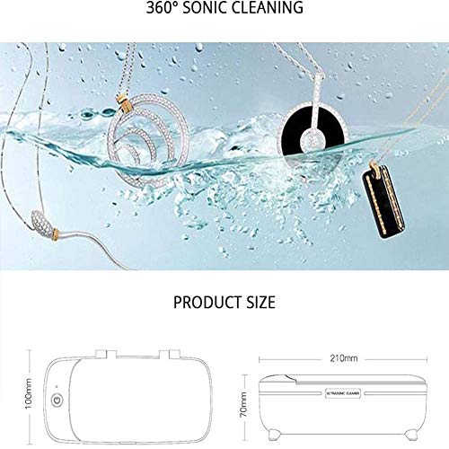 L-SLWI Limpiador Doméstico Ultrasónico, Limpiador Doméstico Portátil, Utilizado para Vasos Limpios, Relojes, Anillos, Collares, Monedas, Máquinas De Afeitar, Blanco,Rosado