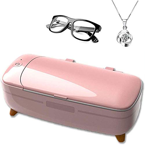 L-SLWI Limpiador Doméstico Ultrasónico, Limpiador Doméstico Portátil, Utilizado para Vasos Limpios, Relojes, Anillos, Collares, Monedas, Máquinas De Afeitar, Blanco,Rosado