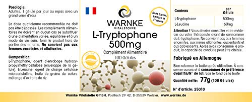 L-Triptófano 500mg – Vegano – 100 cápsulas