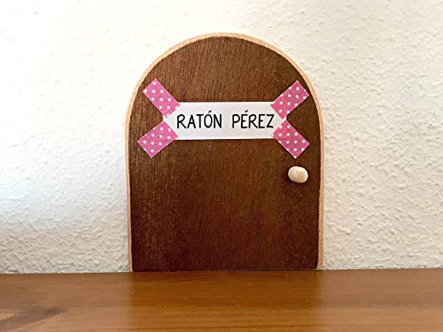 La auténtica puerta rosa mágica del Ratoncito Pérez. Con una preciosa bolsita de tela para dejar el diente. El Ratón Pérez, vendrá a por tu diente y te dejará una monedita.