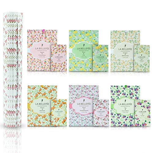 LA BELLEFÉE 17 Bolsitas Perfumadas Sobres Aromáticos para Cajones Armarios Habitación Baños Coches (Paquete de 12 Bolsitas Perfumadas + Paquete de 5 Papeles Perfumados)
