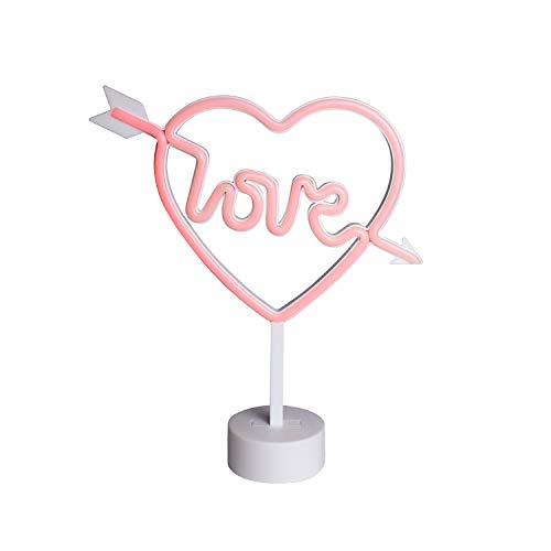 La forma del arco de Cupido Muestra de luz de neón LED Amor en el corazón Luz de neón Luz de noche de neón Rojo Signo para la boda de Navidad Decoraciones