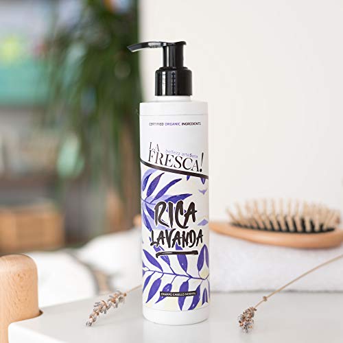 LA FRESCA! Rica Lavanda Champu sin Sulfatos ni Parabenos Ecológico, champu anticaida mujer/hombre - Antioxidante reparador de Cabello - 250ml