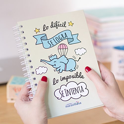La Mente es Maravillosa - Cuaderno A5 (Lo difícil se logra, lo imposible se intenta) Regalo practico con dibujos graciosos (Diseño Cerdifante)