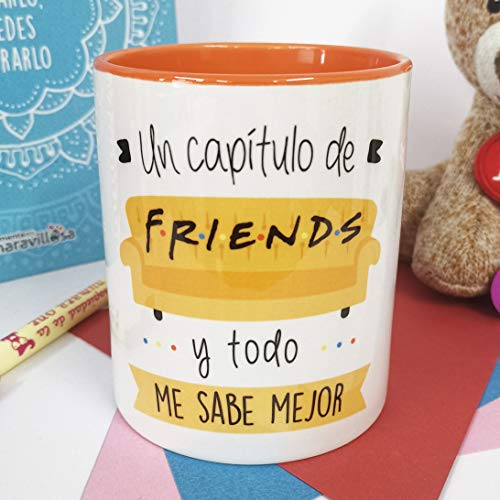 La Mente es Maravillosa - Taza con Frase y dibujo. Regalo original y gracioso (Un capítulo de friends y todo me sabe mejor) Taza Serie Friends